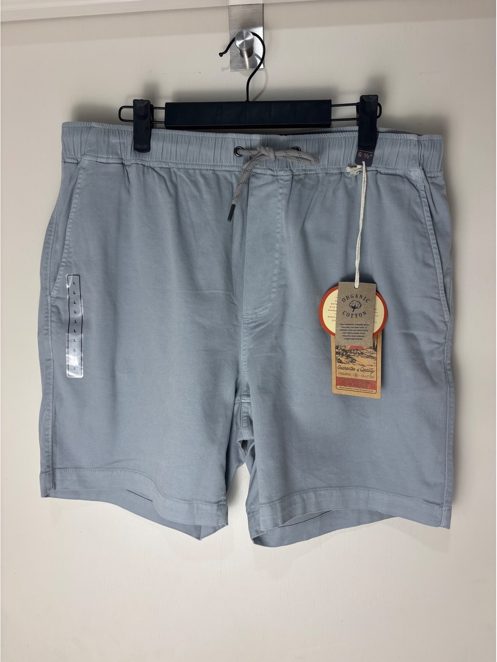 Faherty Mens L Essential Drawstring Shorts 6.5 Rocky Grey Organic Cotton NWT